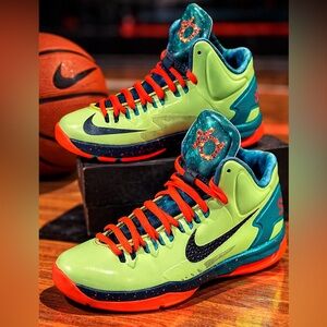 Nike KD 5 Area 72 Galaxy Green Orange Youth 5Y Basketball Sneakers